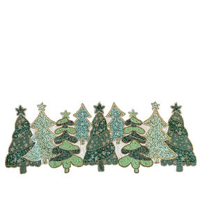 Christian Lacroix Christmas Tree Beaded Table Runner Centerpiece 13x36 Green NEW